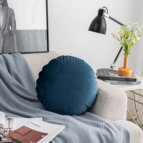 S_SSOY Round Throw Pillow 18",Soft Dutch Fleece Throw Pillow Round Cushion Floor Pillows for Living Room Sofa Bed Chair Floor Car Home Decoration (Dark Blue) - color: Dark Blue