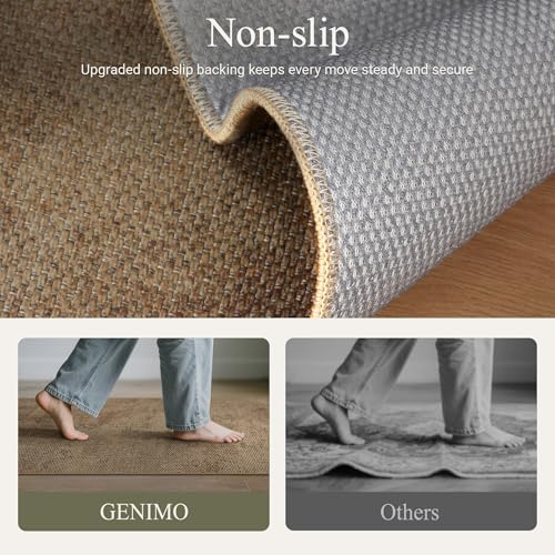 GENIMO Kitchen Mats for Floor, Washable Absorbent Runner Rugs for Kitchen, 20"x70", Cushioned Non Slip Kitchen Rugs for Kitchen Floor, Standing Mat Rug for Home, Sink, Laundry, Jute - color: Jute, size: 1'8" x 5'10" (Rectangular)