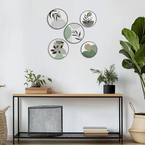 5 Pcs Boho Wooden Wall Art, Bohemian Geometric Greenery Hanging Decor for Apartment Bedroom Living Room Dining Room Farmhouse Home - color: Greenery