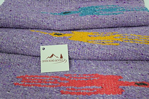 Open Road Goods Mexican Thunderbird Yoga Blanket, Handwoven Throw for Yoga, Meditation, and Home Décor – Versatile Blanket for Beach, Picnic, Camping, or Outdoor Use - color: Light Purple