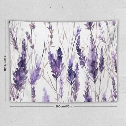 HZOHNAGO Lavender Flower Tapestry Watercolor Purple Floral Pattern Printed Wall Tapestry Wall Hanging for Bedroom Living Room Dorm 80" W x 60" H - color: Lavender-12, size: 80"L x 60"W
