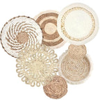 7 Pack Boho Wall Basket Decor,Hanging Woven Wall Basket Decor,Handmade Round Tassels Tapestry Wall Decor,Wicker Bamboo Seagrass Wall Hanging Decor for Farmhouse Living Rooms Bedrooms Display