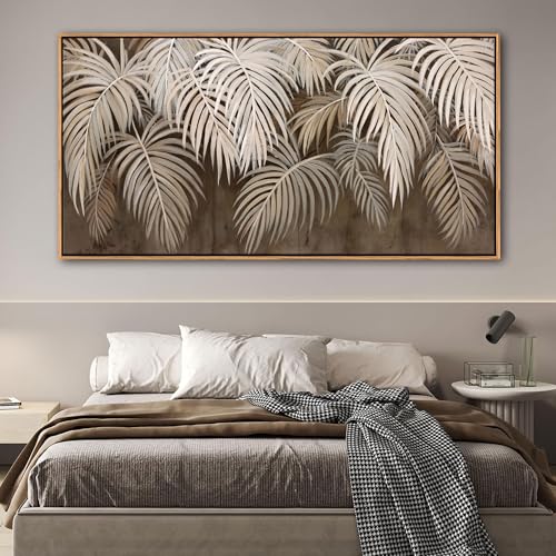Boho Wall Art - Modern Minimalist Brown Canvas Artwork,Neutral Pictures for Living Room Textured Large Wall Art for Bedroom Wall Decor Framed Paintings 29×58IN - color: Brown, size: 58"L x 29"W