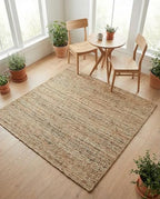 Rugs.com - Braided Jute Rug – 5 Ft Square Natural Hand Braided Rug – Eco-Friendly Texture for Living Rooms, Kitchens, and Entryways - size: 5' x 5' (Square)