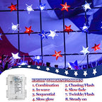 Couah 2 Pack 80 LED Red White and Blue Lights Battery Operated 20 FT 4th of July Patriotic Fairy Lights Indoor Outdoor Camping Party Patriotic Memorial Day Independence 4th of July Decorations - size: 20FT