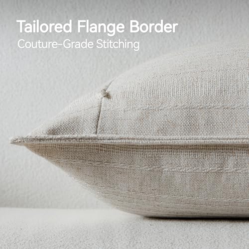 a moment Linen Pillow Covers Set of 2,Boho Farmhouse Throw Pillowcases Neutral Textured Decorative Covers for Couch Sofa Bed,Soft Linen Blend Accent Case Cushion Living Room Home Decor 20"x12"Ivory - color: Ivory, size: 20" x 12" (Pack of 2)