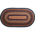 VHC Brands Stratton Primitive Jute Blue Striped Accent Rug Decor Oval w/Floor Pad 27"x48" - size: 27x48