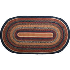VHC Brands Stratton Primitive Jute Blue Striped Accent Rug Decor Oval w/Floor Pad 27"x48" - size: 27x48