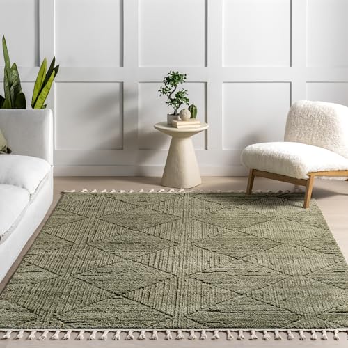 Nuloom Kerry Green, 6'7" x 9', Geometric, Soft and Cozy, High Traffic, Stain Resistant, Easy Clean, Durable Area Rug for Bedroom, Living Room, Dining Space, Den, Foyer, Entryway - color: Kerry Green, size: 6'7" x 9' (Rectangular)