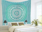Popular Handicrafts Tapestry Wall Hanging Hippie Ombre Mandala Wall Art Bohemian Hippy Intricate Indian Tapestry 84x90 Inches (215cm x 230cm) Green - color: Green, size: 90.6"L x 84.7"W