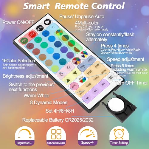 OMIKA Color Changing Indoor String Light USB Plug, 16.5ft 50 LEDs Crystal Globe Fairy Lights with Remote Timer Ambient Lighting for Girls Bedroom Home Xmas Halloween Party Decor (24 Colors+Warm White) - color: Color Changing, size: 16.5ft 50LED