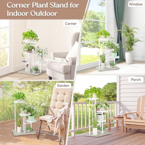 iDavosic.ly 3 Tier Plant Stand Indoor, Tiered Corner Flower Holder Shelf Outdoor, Metal Tall Orchid Display Rack for Patio Porch Garden Balcony Office Living Room, Space Saving, White - color: White, size: 3 Tiers