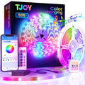 TJOY 50ft Bluetooth LED Strip Lights, Music Sync 5050 LED Light Strip RGB Color Changing LED Lights Strip with Phone Remote, LED Lights for Bedroom Kitchen TV Party TIKTOK DIY (APP+Remote +Mic) - size: 50 ft
