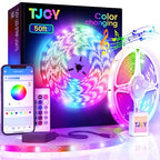 TJOY 50ft Bluetooth LED Strip Lights, Music Sync 5050 LED Light Strip RGB Color Changing LED Lights Strip with Phone Remote, LED Lights for Bedroom Kitchen TV Party TIKTOK DIY (APP+Remote +Mic) - size: 50 ft