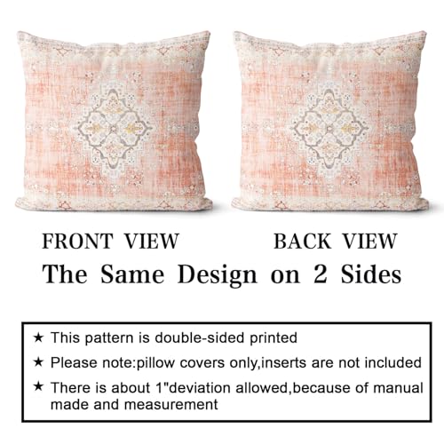 Snycler Boho Throw Pillow Covers 16x16 inch Set of 2 Bohemian Carpet Throw Pillows for Couch Light-Pink Decorative Pillow Cases Farmhouse Home Decor for Sofa Porch Patio Bed Room Outdoor - color: Light-pink, size: 16" x 16" (Pack of 2)