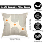 Boho Mid Century Throw Pillow Covers 18x18 Inches Modern Geometric Abstract Art Pillow Case Set of 2 Soft Velvet Couch Pillows Cushion Cover for Bed Sofa Living Room (Black, 18" x 18") - color: Black