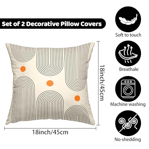 Boho Mid Century Throw Pillow Covers 18x18 Inches Modern Geometric Abstract Art Pillow Case Set of 2 Soft Velvet Couch Pillows Cushion Cover for Bed Sofa Living Room (Black, 18" x 18") - color: Black