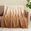NEWCOSPLAY Super Soft Twin Blanket Ombre Brown Premium Silky Flannel Fleece Leaves Pattern Lightweight Bed Blanket All Season Use (Ombre Brown, Twin(60"x80")) - color: Ombre Brown, size: Twin(60"x80")