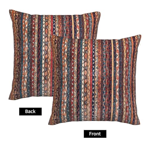 Boho Turkish Carpet Pattern Pillow Covers 18 x 18 Set of 2 Vintage Bohemian Throw Pillow Cover Abstract Striped Decorative Pillowcases Home Decor for Couch Bed Sofa Outdoor - color: Turkish Carpet Pattern