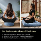 Meditation Cushion Set Zafu & Zabuton – Buckwheat Hull & Memory Foam, Adjustable Floor Pillow for Yoga, Meditation & Sitting, Removable Velvet Cover (Navy Blue) - color: Navy Blue