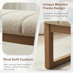 Zihanhome 52.7" Bedroom Bench for End of Bed, Modern Upholstered Teddy Fabric Entryway Bench & Dining Bench, Footrest Stool Bench with Solid Wood Frame for Bedroom, Living Room (Camel) - color: Camel