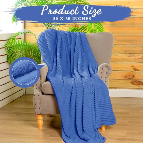 Buryeah 12 Pcs Flannel Throw Blanket Bulk 50 x 60 in Sleepover Blanket Outdoor Wedding Throw Lightweight, Oeko-tex Standard 100 Certified for Sofa Homeless Gifts (Sapphire Blue) - color: Sapphire Blue