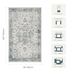 Rugxara 3x5 Washable Entryway Rug, Non Slip Boho Runner Rugs for Hallway, Entrance, Kitchen, Bathroom, Laundry Room, Soft Entryway Carpet, Throw Low Pile Retro Imitation Wool Carpet, Light Blue Grey - color: Blue & Grey, size: 3' x 5' (Rectangular)