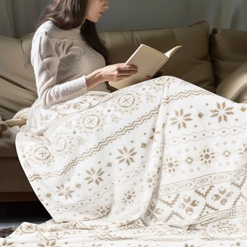 MACEVIA Flannel Boho Blanket for Couch, Country Western Aztec Blanket for Home Decor, Southwestern Throw Blankets with Tassel, Soft Cozy Printed Bohemian Blankets for Bed (Boho Beige02, 50x60inches) - color: Boho Beige02, size: Flannel Fleece (50x60 IN)