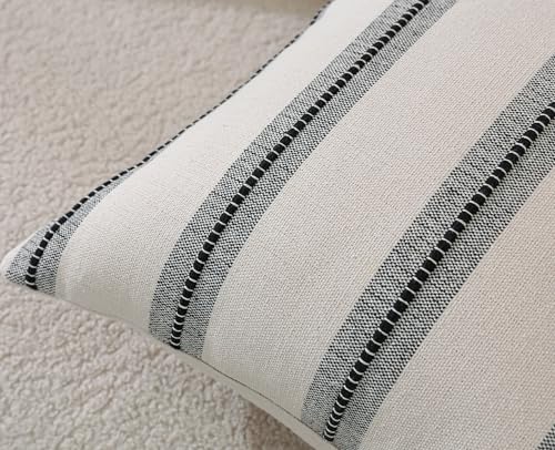 Cethom Boho Lumbar Pillow Covers 14x36 Long, Pack of 1, Black Striped Decorative Body Pillowcase for Couch Bed, Textured Farmhouse Accent Cushion Covers for Living Room Bedroom Sofa Home Decor - color: Black, size: 36" x 14" (Pack of 1)