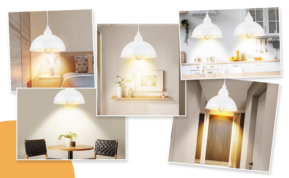 Plug in Pendant Light, 15FT Hanging Lights with Plug in Cord, On/Off Switch, Industrial Pendant Light with Plug in Cord, Metal Hanging Lamps for Living Room, Kitchen, Dining Room-Large White - color: Large white