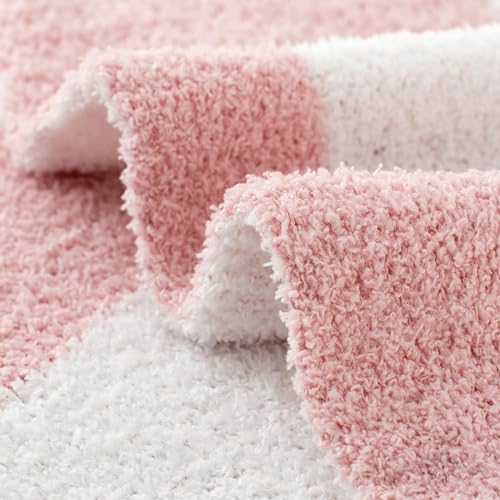 Carriediosa Checkered Throw Blanket 50" X 60", 400GSM Ultra Soft Microfiber Fuzzy Fluffy Reversible Cute Preppy Knitted Blankets Cozy Plush Fall Throws for Couch, Bed, Sofa, Dusty Pink - color: Check - Dusty Pink, size: 50" X 60"