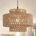 Boho Rattan Lamp Shades for Pendant Light Chandelier Floor Lamps Replacement,Rustic 3-Tier Drum Lamp Shade with Hand-Woven Rattan for Living Room Kitchen Dining Room Office Hotel. - size: style B