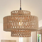 Boho Rattan Lamp Shades for Pendant Light Chandelier Floor Lamps Replacement,Rustic 3-Tier Drum Lamp Shade with Hand-Woven Rattan for Living Room Kitchen Dining Room Office Hotel. - size: style B
