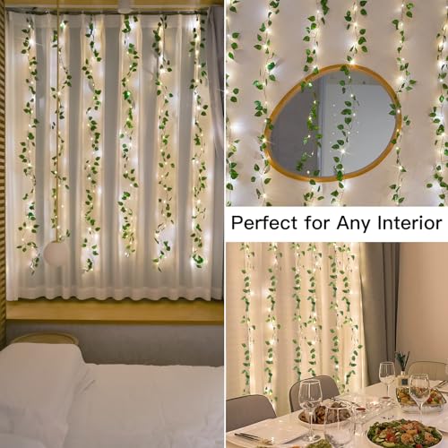 suddus Vines with Lights, 200 LED Fairy Lights with Vines, Pothos Curtain String Lights with Remote for Bedroom, Dorm, Wedding, Party, Wall, Indoor, Outdoor Decor, 6.5ft x 6.5ft - color: Pothos, size: USB-200led