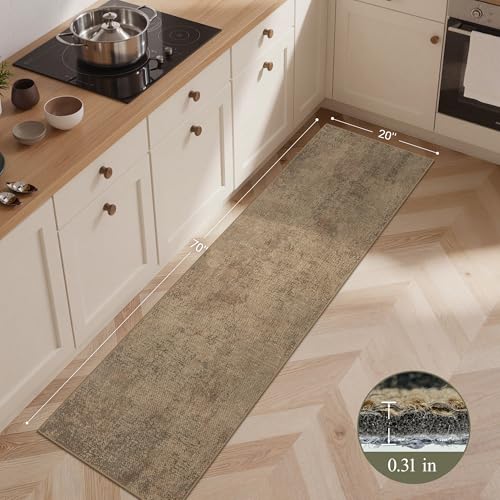 GENIMO Kitchen Mats for Floor, Washable Absorbent Runner Rugs for Kitchen, 20"x70", Cushioned Non Slip Kitchen Rugs for Kitchen Floor, Standing Mat Rug for Home, Sink, Laundry, Jute - color: Jute, size: 1'8" x 5'10" (Rectangular)
