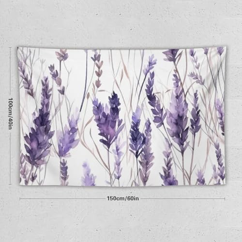 HZOHNAGO Lavender Flower Tapestry Watercolor Purple Floral Pattern Printed Wall Tapestry Wall Hanging for Bedroom Living Room Dorm 60" W x 40" H - color: Lavender-12, size: 60"L x 40"W