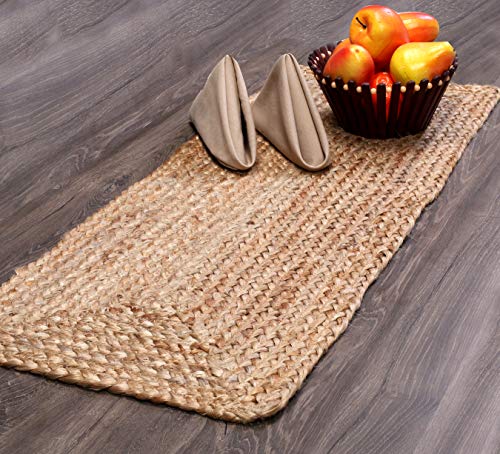 Savi Home Farmhouse Jute Burlap Table Runner 36 Inches Long, Organic Eco-Friendly Rustic Vintage Dining Table Runner, 13x36 Natural Jute Braided Table Runner - color: Natural, size: 1'1" x 3' (Rectangular)