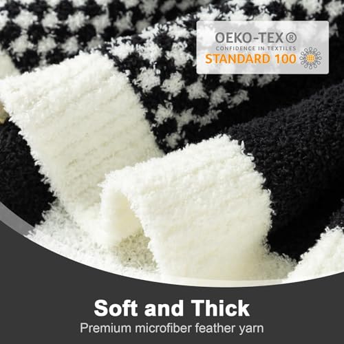 Snuggle Sac Checkered Blanket, Black White Throw Blanket for Couch Plaid Microfiber Fluffy Warm Fuzzy Cozy Soft Throw Blanket Reversible Checkered Blankets for Sofa, Chair, Bed, Twin(60"x80") - color: Checker Black White, size: Twin(60"x80")
