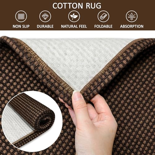 Runners for Hallways 2x5 ft Washable Kitchen Runner Non Slip Rubber Backed Hall Runners Cotton Entryway Runner Rugs Floor Carpet for Indoor Backdoor Bedroom Kitchen,Dark Brown/Coffee - color: Dark Brown/Coffee, size: 2x5