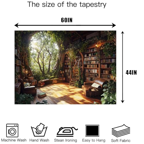 Richldeas 60x44inchs Bookshelf Tapestry Window Tapestries Tree Bookshelf Wall Blanket TreeHouse Tapestries for Bedroom Living Room Wall Cloth Decor RITAYW072 - color: Yellow-2, size: 60"L x 44"W
