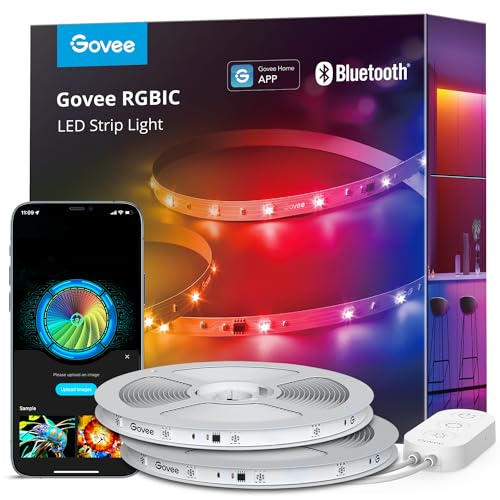 Govee 100ft RGBIC LED Strip Lights, Smart LED Lights for Bedroom, Bluetooth LED Strip Lights APP Control, DIY Multiple Colors on One Line, Color Changing LED Lights for Bedroom Decor - size: 100ft