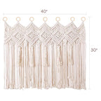 Osunnus Macrame Wall Hanging Macrame Valance Curtain for Window Doorway 40" x 30" Boho Macrame Wall Tapestry Decor with Tassel, 2 Panels