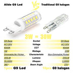 ALIDE G9 Led Bulbs 3W Dimmable 6000K Daylight White Replace 20W 25W 30W Halogen Equivalent, AC120V T4 Clear G9 Bi-pin Led Bulbs for Chandelier Pendant Wall Home Lighting,300LM,360Deg,10Pack - color: 3w 6000k Daylight