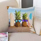 TSSOHU Yellow Pineapple with Glasses on The Sandbeach Throw Pillow Case Cushion Cover Couch Sofa Decorative Square 18x18 inches - color: Tss49