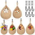 6 Pack Hanging Fruit Baskets for Kitchen Boho Wall Hanging Baskets for Organizing Handwoven Wall Fruit Basket Boho HangingWall Basket for Garlic Potato Onion Home Fruits and Vegetable StorageBaskets