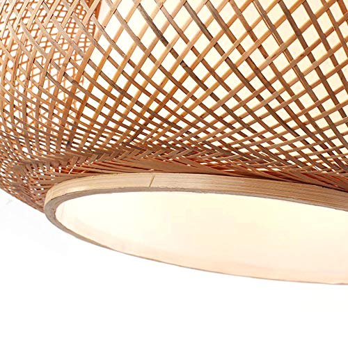 DYRABREST Antique Lantern Pendant Light - Bamboo Rattan Wicker Shade Ceiling Lamp with Adjustable Cord (16"/23.5"),Hanging Rattan Light Fixture for Kitchen,Dining, Living Room