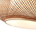 DYRABREST Antique Lantern Pendant Light - Bamboo Rattan Wicker Shade Ceiling Lamp with Adjustable Cord (16"/23.5"),Hanging Rattan Light Fixture for Kitchen,Dining, Living Room