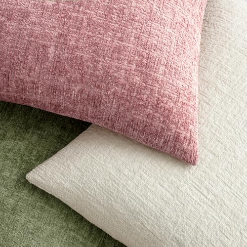 MIULEE Decorative Throw Pillow Covers 20x20 Pack of 2 Blush Pink Spring Couch Pillow Covers Soft Cozy Textured Chenille Pillowcases for Home Decor Sofa Living Room Cushion Bedroom - color: Blush Pink, size: 20" x 20" (Pack of 2)