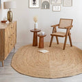 HOMEMONDE Reversible Oval Jute Area Rug - 4 x 6 ft Hand Woven Natural Fiber - Farmhouse Braided Rugs for Dining Room/Hallway/Office/Kitchen/Bedroom (Natural) - size: 4' x 6' (Oval)