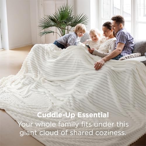 Bedsure GentleSoft Large Fleece Blanket for Bed - Cozy Soft Throw Blankets for Women, Cute Large Throws for Girls, Off White, 120x120 Inches - color: Off White, size: Large